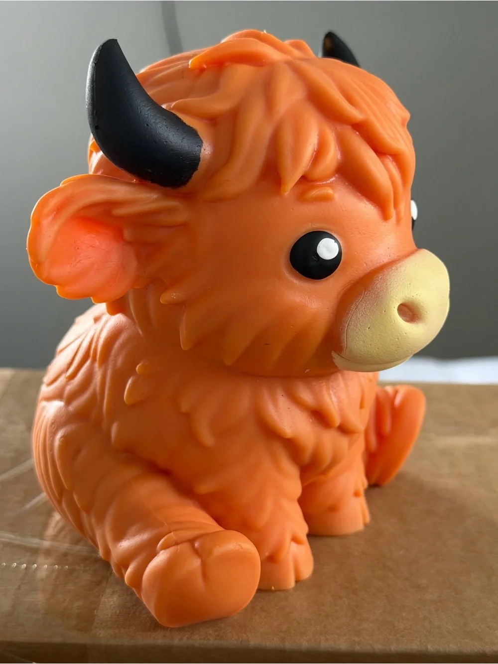 New JUMBO Highland Cow Squeeze Toy - Orange Plush Bath